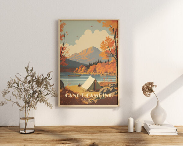 Print Canot-Camping Mont-Tremblant Poster Outdoor Adventure Quebec Wall Decor Nature Canoeing Art Print Canada kayal hike walk vintage