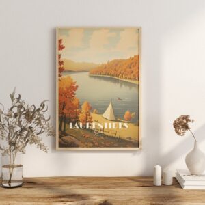 Print Laurentides, Quebec Poster Scenic Nature Views Wall Decor Laurentian Mountains Art Print Canada vintage