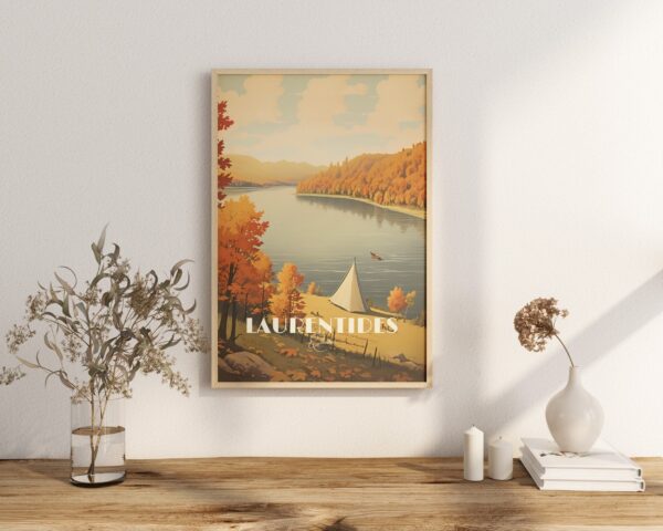 Print Laurentides, Quebec Poster Scenic Nature Views Wall Decor Laurentian Mountains Art Print Canada vintage