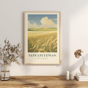 Print Saskatchewan plain Poster Meadow Landscape Views Wall Decor Living Skies Art Print Canada poster Vintage wall art Regina