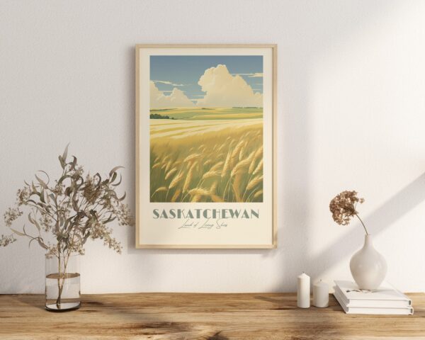 Print Saskatchewan plain Poster Meadow Landscape Views Wall Decor Living Skies Art Print Canada poster Vintage wall art Regina