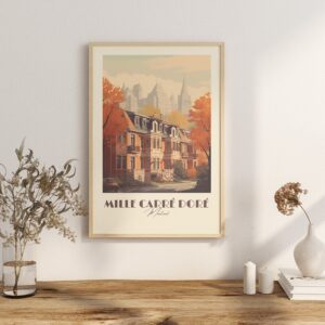 Print Mille Carré Doré Montreal Poster Downtown Historic Golden Square Mile Wall Decor Architecture Art Print Canada Vintage