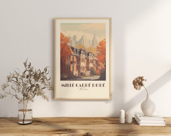 Print Mille Carré Doré Montreal Poster Downtown Historic Golden Square Mile Wall Decor Architecture Art Print Canada Vintage