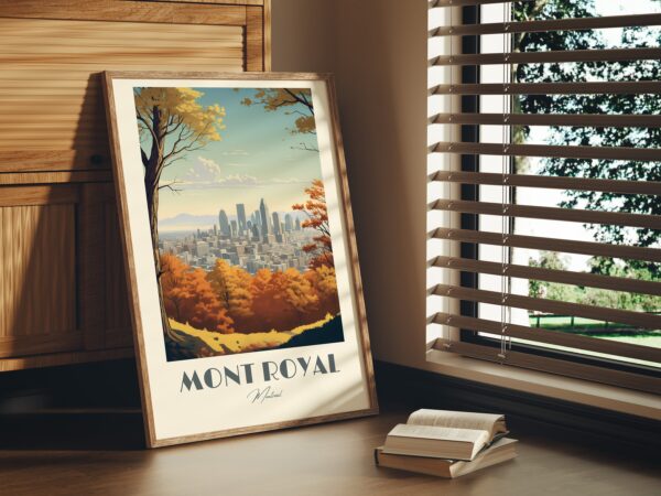 Print Montreal Belvédère Kondiaronk Poster Cityscape Views Wall Decor Urban Landmarks Art Print Mont Royale print Downtown Canada Vintage