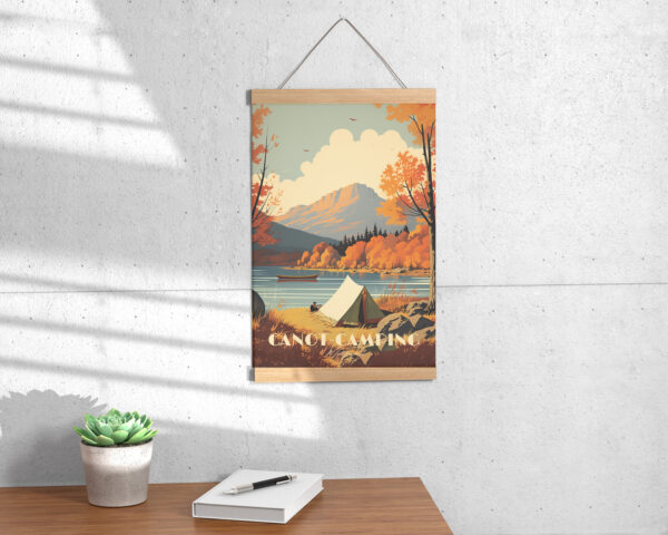 Print Canot-Camping Mont-Tremblant Poster Outdoor Adventure Quebec Wall Decor Nature Canoeing Art Print Canada kayal hike walk vintage