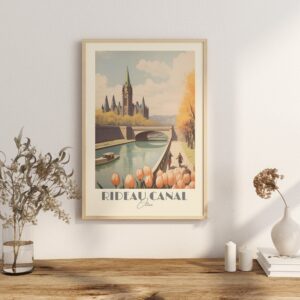 Print Ottawa Canal Rideau Poster, Wall Decor Canadian Capital Art Print Canada poster Ontario, Skating, Cycling, vintage poster