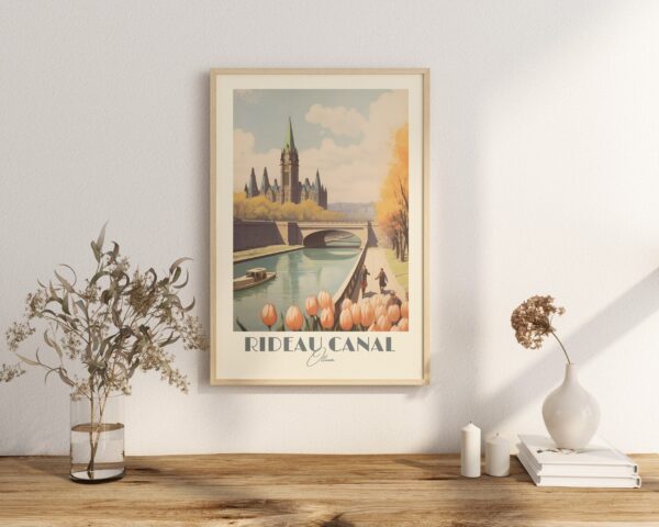 Print Ottawa Canal Rideau Poster, Wall Decor Canadian Capital Art Print Canada poster Ontario, Skating, Cycling, vintage poster