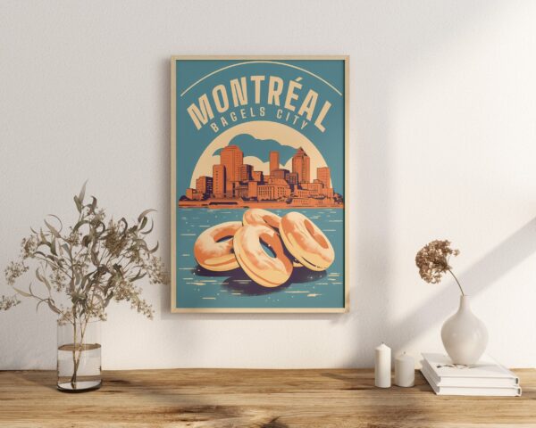 Print Montreal Bagel poster bagel Skyline - Wall Decor Local Cuisine Art Print Canada Quebec Mont Royal, print Viateur Bakery print factory