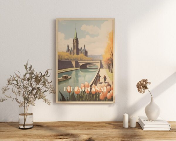 Print Ottawa Canal Rideau Poster, Wall Decor Canadian Capital Art Print Canada poster Ontario, Skating, Cycling, vintage poster