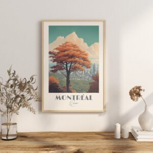 Print Montreal Belvédère Kondiaronk Poster Cityscape Views Wall Decor Urban Landmarks Art Print Mont Royale print Downtown Canada Vintage