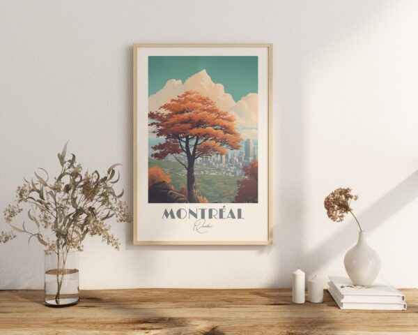 Print Montreal Belvédère Kondiaronk Poster Cityscape Views Wall Decor Urban Landmarks Art Print Mont Royale print Downtown Canada Vintage