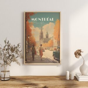 Print Montreal Old City Poster Old Montreal Cityscape Wall Decor Historic Charm Art Print Vieille ville Downtown Canada Vintage