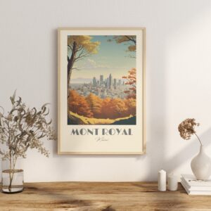 Print Montreal Belvédère Kondiaronk Poster Cityscape Views Wall Decor Urban Landmarks Art Print Mont Royale print Downtown Canada Vintage