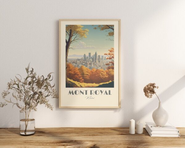 Print Montreal Belvédère Kondiaronk Poster Cityscape Views Wall Decor Urban Landmarks Art Print Mont Royale print Downtown Canada Vintage