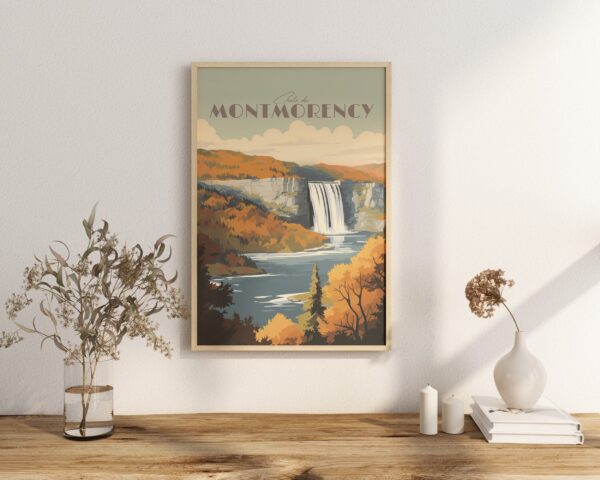 Print Montmorency Quebec Poster Majestic Waterfall Views Wall Decor Natural Wonders Art Hike Tourisme Print Canada Print Québec City Vintage