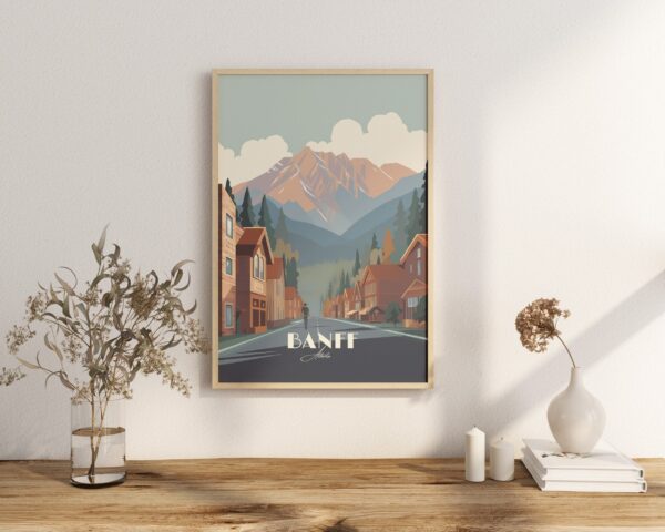 Print Banff Alberta Poster Canadian Rockies Scenic Views Wall Decor Mountain Adventure Art Print Canada Hike nature poster ski Bike Tourisme