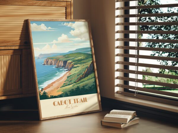 Print Cabot Trail Nova Scotia Poster The Scenic Route of Canada Nova Scotia Wall Decor Cabot Trail Art Print Hike Canada