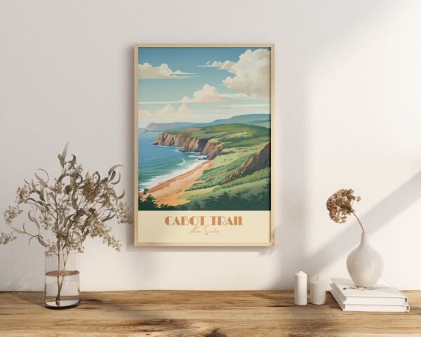 Print Cabot Trail Nova Scotia Poster The Scenic Route of Canada Nova Scotia Wall Decor Cabot Trail Art Print Hike Canada