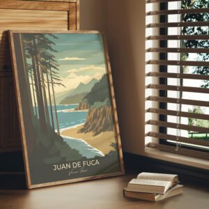 Print Juan de Fuca West Coast Vancouver Island BC Marine Trail Beach Wood Rocky Beach Cliff Old Forest Coastline Principal Park Poster