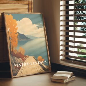 Print Sentier des Caps Charlevoix Québec Saint Laurent Hike Wood River Poster Canadian Scenic Beauty Print maple Leaf Fall