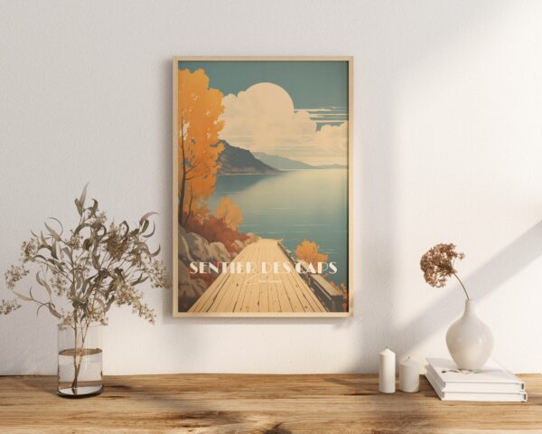 Print Sentier des Caps Charlevoix Québec Saint Laurent Hike Wood River Poster Canadian Scenic Beauty Print maple Leaf Fall