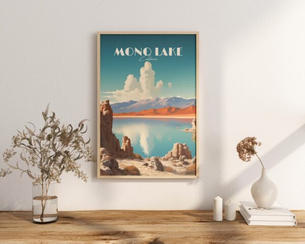 Print Mono Lake California USA Road 66 Print Road Trip Volcano Monolith Desert Crater Poster Bodie Digital Art Vintage