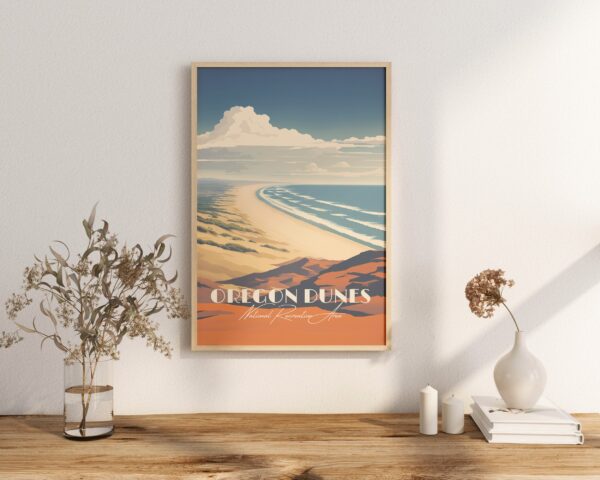 Print Oregon Sand Dunes Beach Park USA Road Trip Lakeside Florence Reedsport Poster Recreation Aera