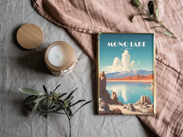 Print Mono Lake California USA Road 66 Print Road Trip Volcano Monolith Desert Crater Poster Bodie Digital Art Vintage