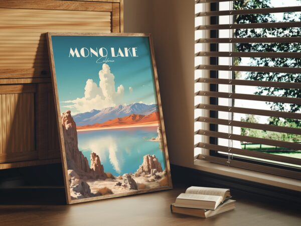 Print Mono Lake California USA Road 66 Print Road Trip Volcano Monolith Desert Crater Poster Bodie Digital Art Vintage