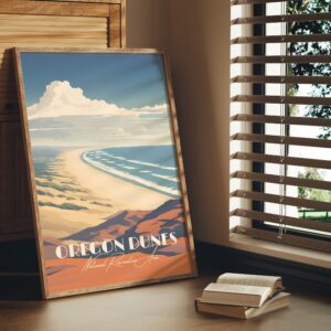 Print Oregon Sand Dunes Beach Park USA Road Trip Lakeside Florence Reedsport Poster Recreation Aera