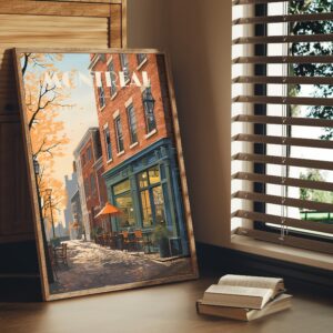 Print Montreal Quebec Plateau Mont-Royal Duluth Square Saint Louis Historic Street Restaurant Duplex Poster Print maple Leaf Fall Quebec