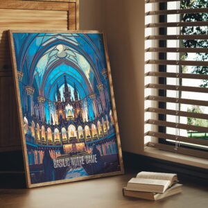 Print Basilic Notre Dame Montreal Quebec Light Show Candlelight AURA Concert Print Cathedral Church Poster Quebec Canada