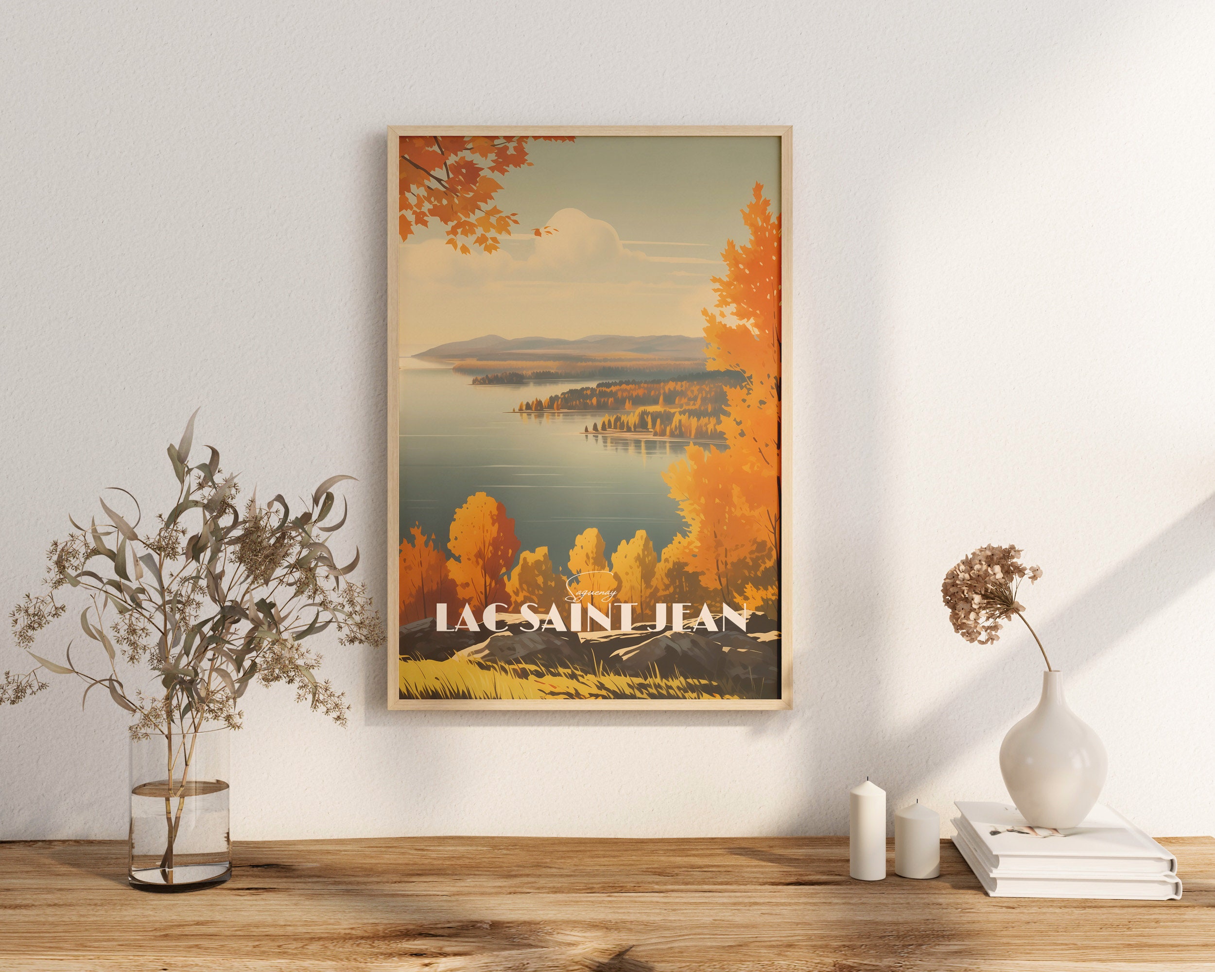 Print Lac Saint Jean Saguenay Quebec Anse St Jean Summer Beach St Gedeon Val Jalbert Alma Poster Print maple Leaf Fall Canada Lake