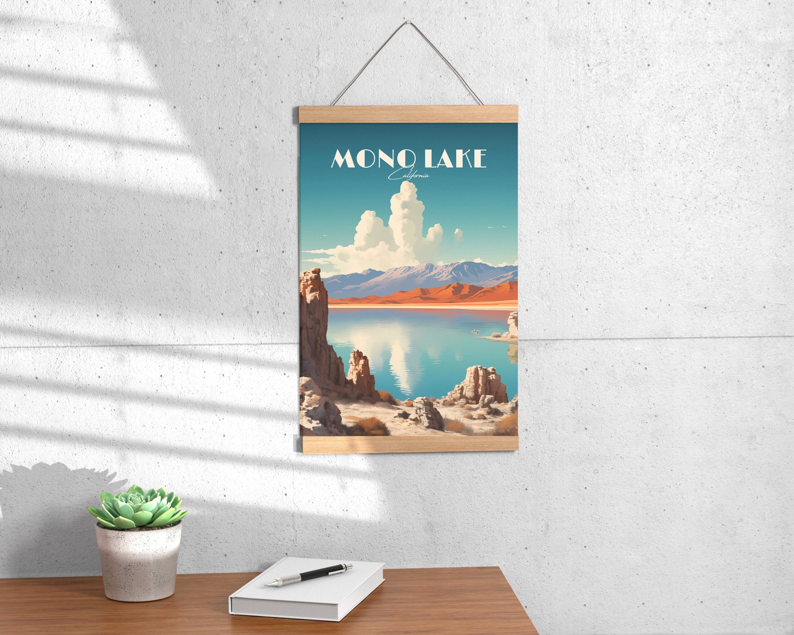 Print Mono Lake California USA Road 66 Print Road Trip Volcano Monolith Desert Crater Poster Bodie Digital Art Vintage