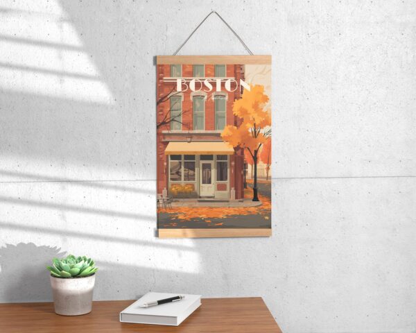 Print Boston Massachusetts USA MIT Print Harvard Quincy Newbury Street Bar Digital Art Poster Paved Street print Bar Print maple Leaf Fall