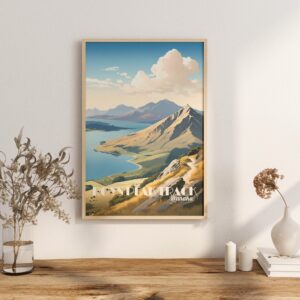 Poster Roys Peak Track print Otago New Zealand Travel Poster Scenic Mountain Views Art Print Wall Decor Adventure Gifts