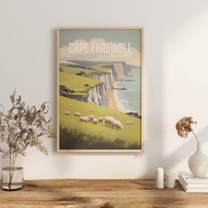 Poster Cape Farewell print South Island New Zealand Travel Poster Coastal Scenic Views Art Print NZ Wall Decor Nature Adventure Gifts