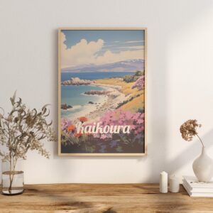 Poster Kaikoura print Canterbury New Zealand Travel Poster Scenic Coastal Views Art Print Marine Life Wall Decor Adventure Gifts