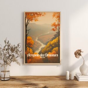 Poster Acropole des Draveurs print Charlevoix Quebec Travel Poster Fall Mountain Art Print Wall Decor haute gorges de la Malbaie Gifts