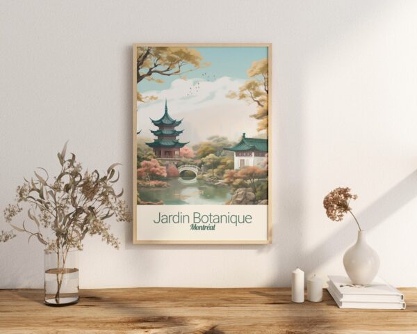 Poster Jardin Botanique print Montreal Quebec Travel Poster Scenic Nature Views Art Print Urban Wall Decor Adventure Gifts