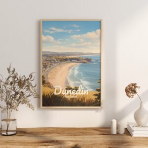 Poster Dunedin print Otago New Zealand Travel Poster Coastal Scenic Art Print NZ Wall Decor Nature Adventure Gifts