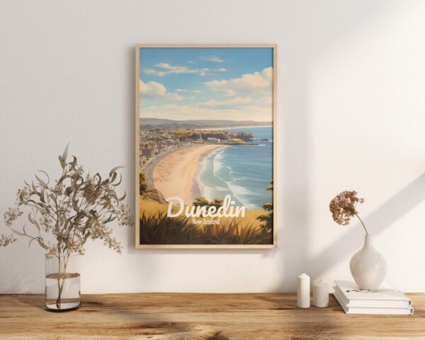 Poster Dunedin print Otago New Zealand Travel Poster Coastal Scenic Art Print NZ Wall Decor Nature Adventure Gifts