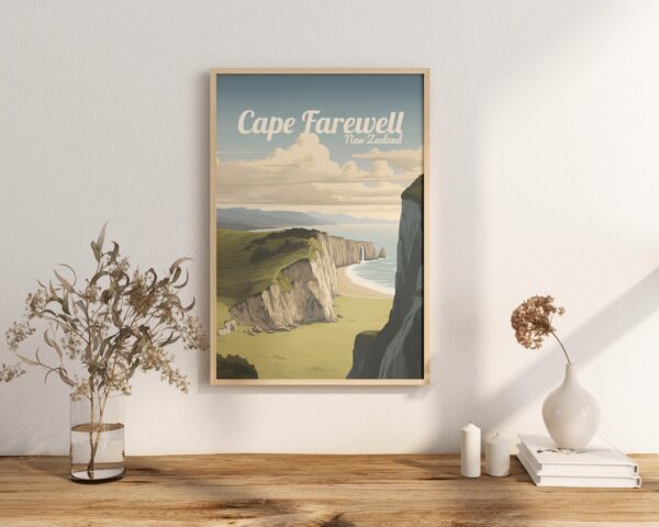 Poster Cape Farewell print South Island New Zealand Travel Poster Scenic Coastal Beauty Art Print NZ Wall Decor Adventure Gifts