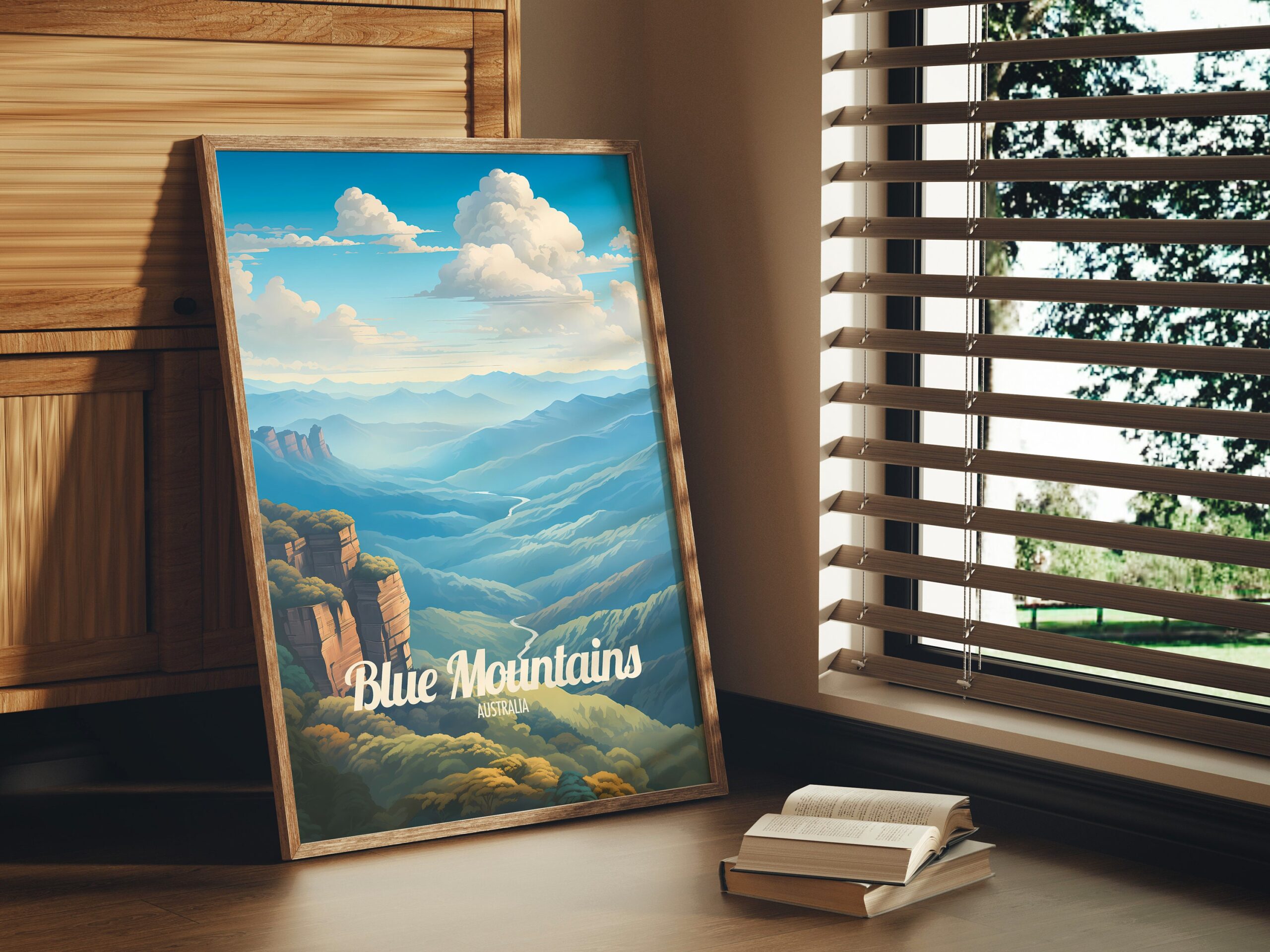 Poster Blue Mountains print New South Wales Australia Travel Poster Scenic Sydney Art Print Nature Wall Decor Adventure Gifts