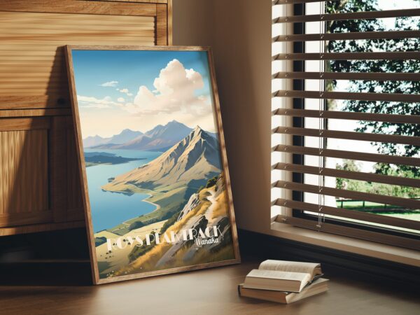 Poster Roys Peak Track print Otago New Zealand Travel Poster Scenic Mountain Views Art Print Wall Decor Adventure Gifts