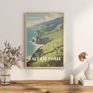 Poster Cape Farewell print South Island New Zealand Travel Poster Scenic Coastal Views Art Print NZ Wall Decor Adventure Gifts