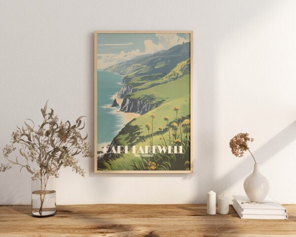 Poster Cape Farewell print South Island New Zealand Travel Poster Scenic Coastal Views Art Print NZ Wall Decor Adventure Gifts