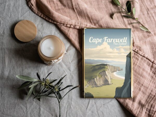 Poster Cape Farewell print South Island New Zealand Travel Poster Scenic Coastal Beauty Art Print NZ Wall Decor Adventure Gifts