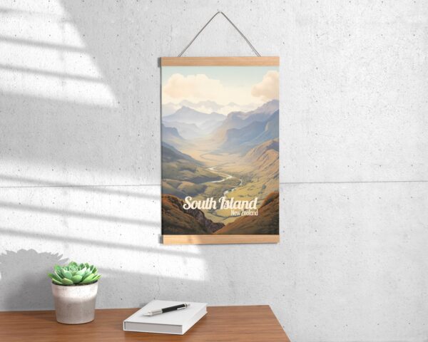 Poster South Island print New Zealand Travel Poster Scenic Nature Views Art Print NZ Wall Decor Adventure Gifts