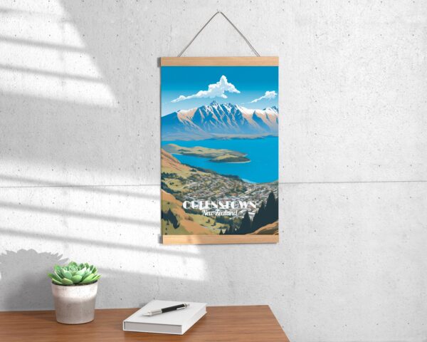 Poster Queenstown print Otago New Zealand Travel Poster Scenic Mountain Views Art Print Nature Wall Decor Adventure Gifts